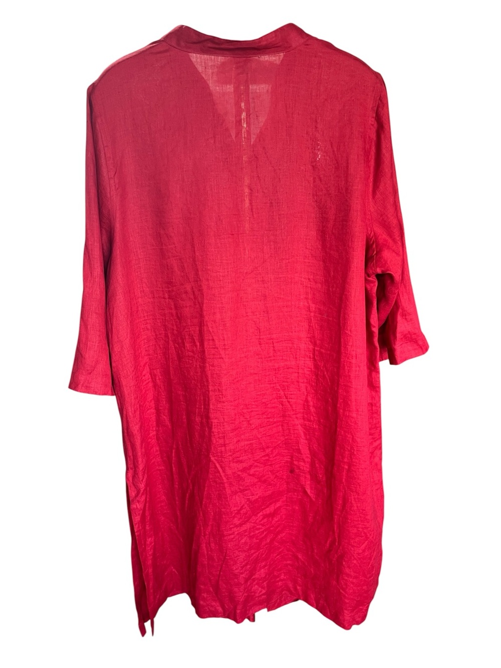 Alexandra Bartlett 100% Linen Red Midi Button-Front Shirt Dress 2X - Picture 4 of 10
